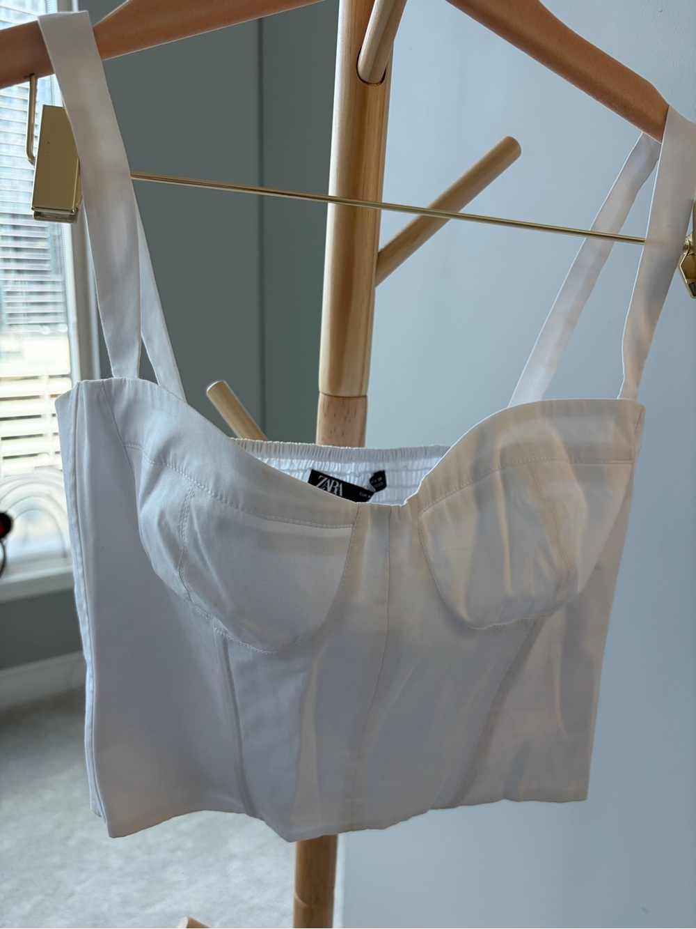 ZARA White Structured Bustier Top with Straps